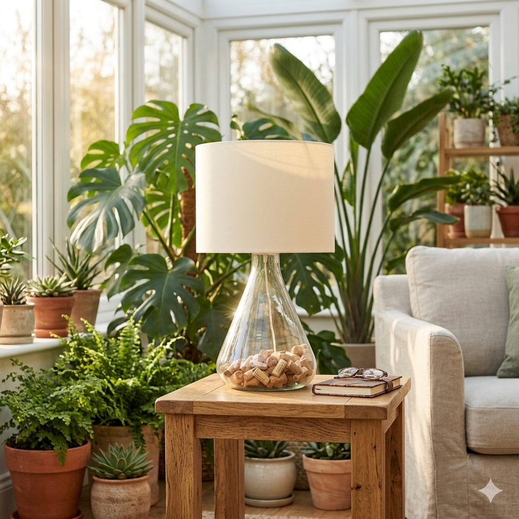 VETRO Lais Walnut Table Lamp – Orion Linen Shade