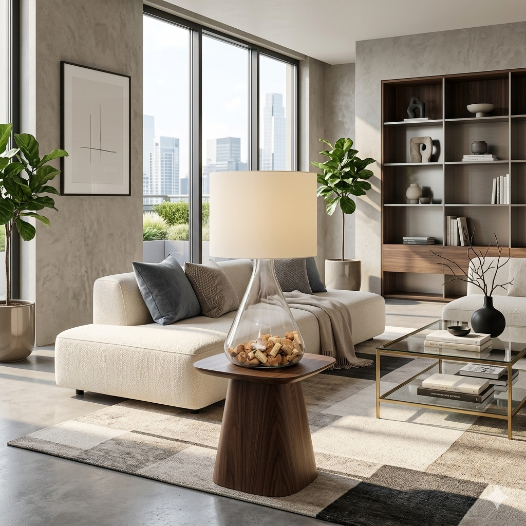 VETRO Lais Chestnut Table Lamp – Orion Linen Shade
