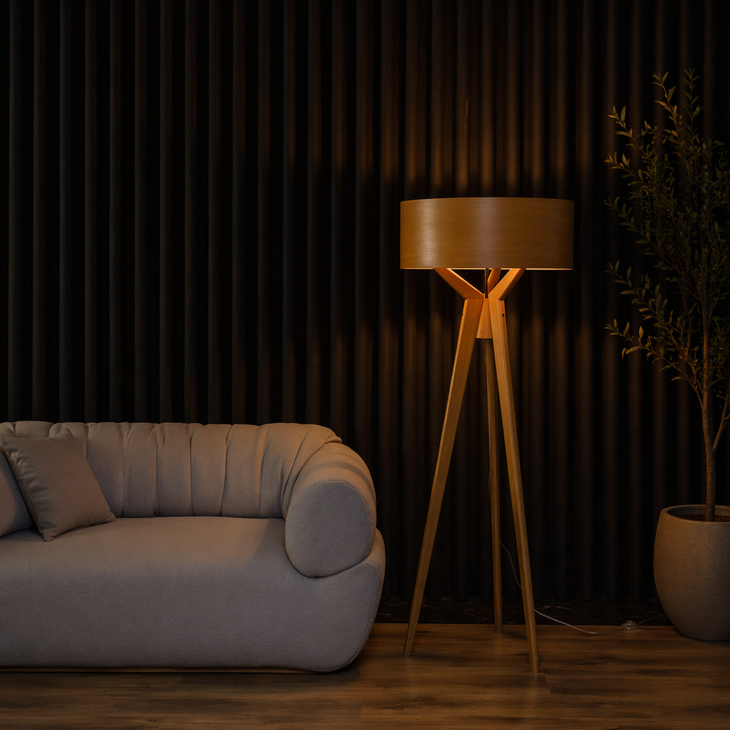 Navi Floor Lamp – Wooden Dome