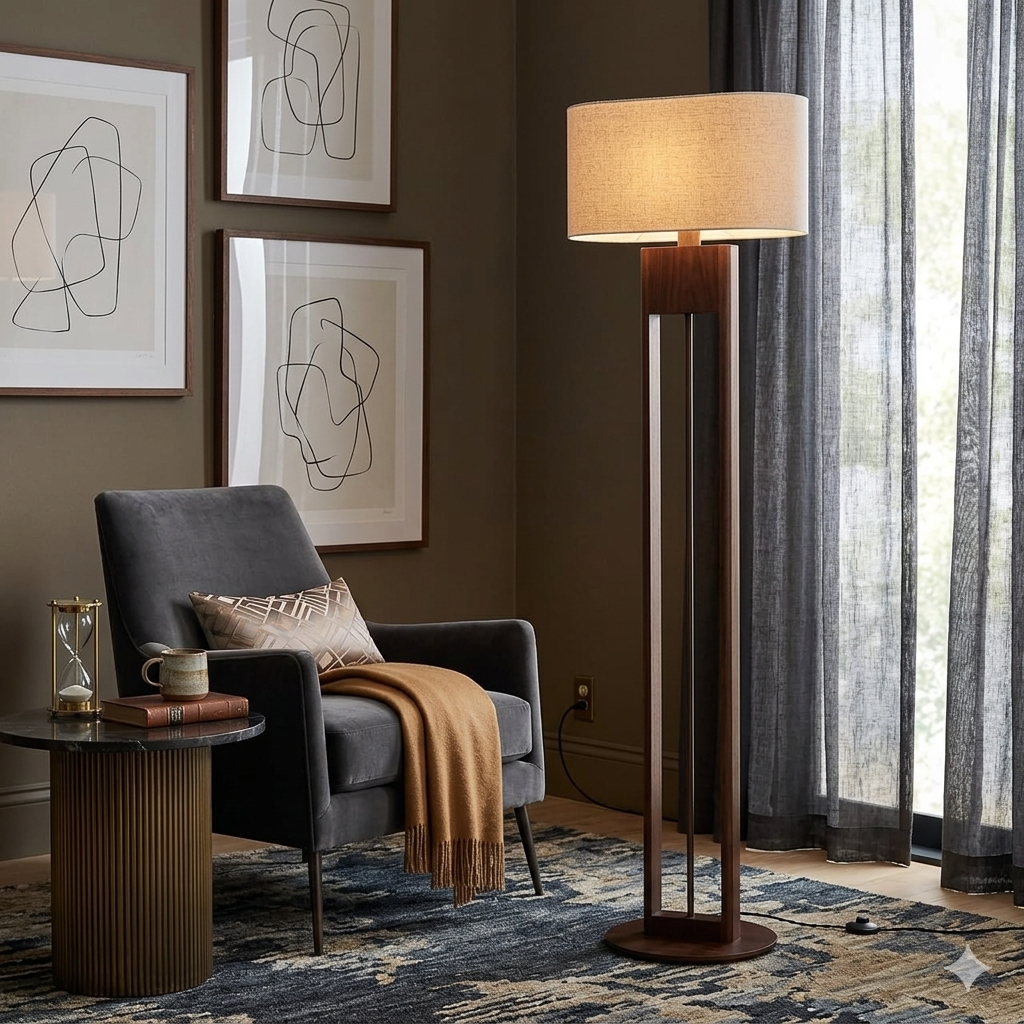 Elliptical Floor Lamp - Walnut