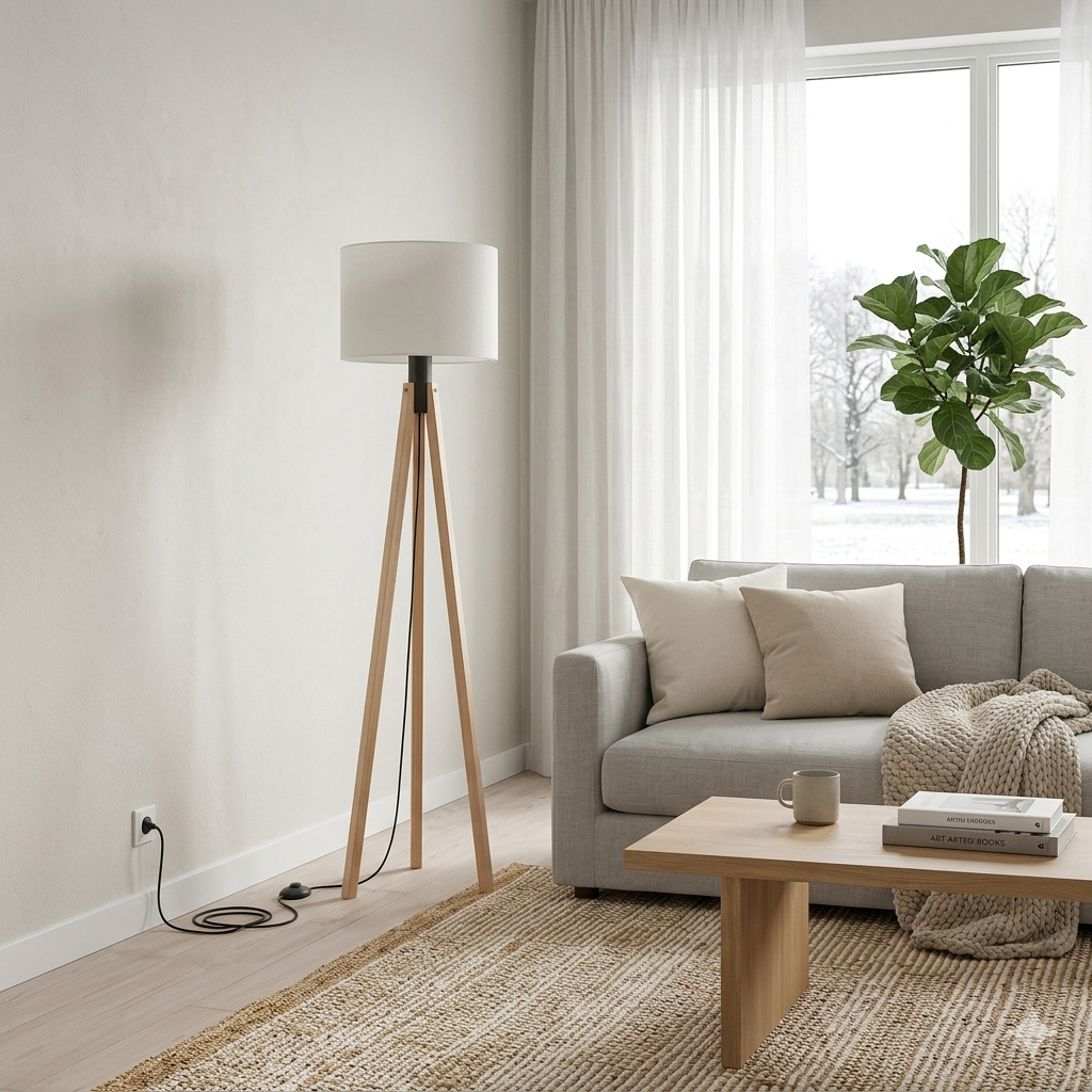 Tripod Natural Floor Lamp - Small