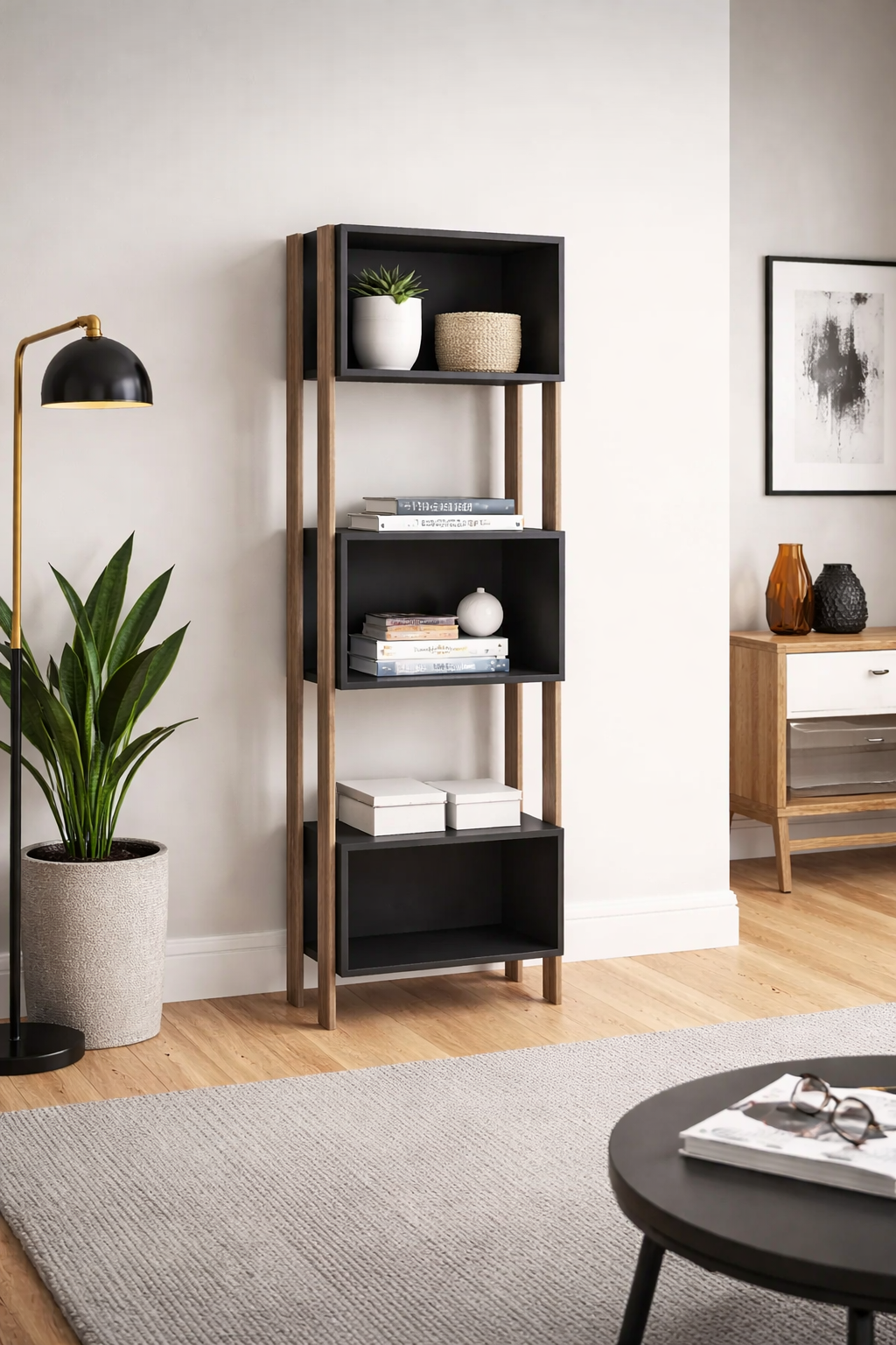 RETRO Three-Shelf Bookcase
