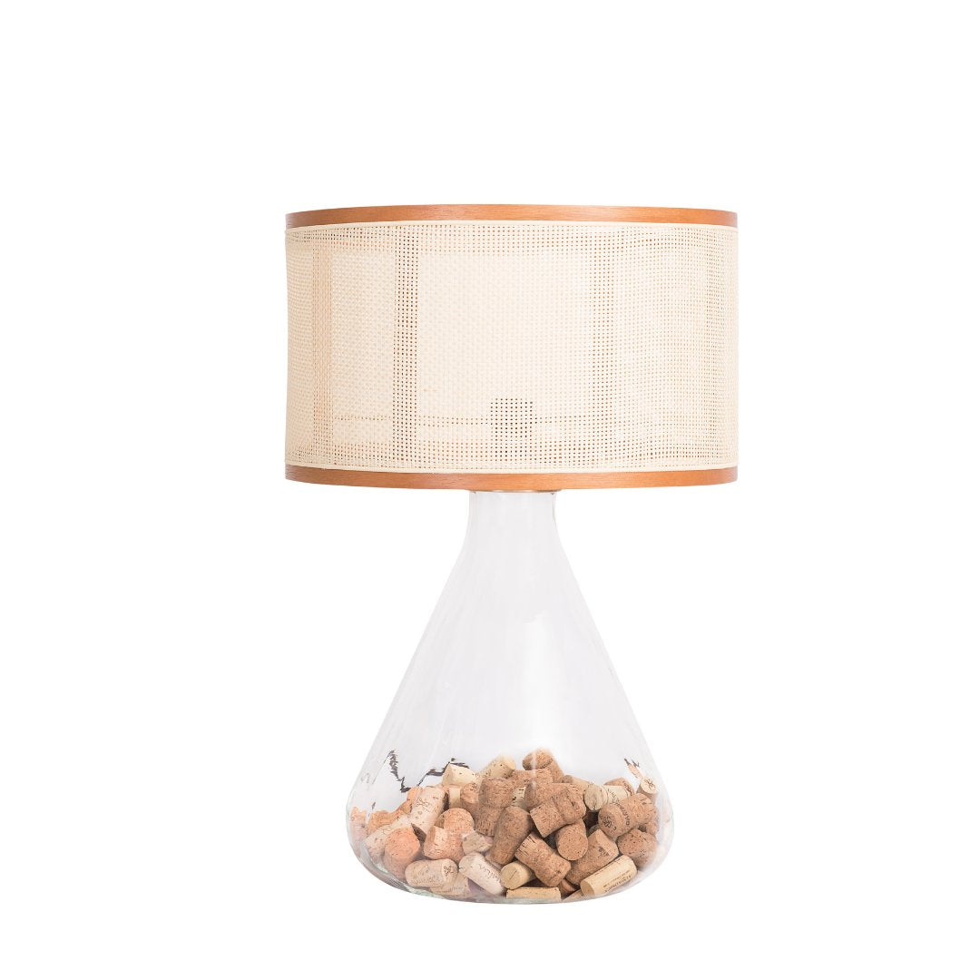 VETRO Lais Walnut Table Lamp – Straw Shade